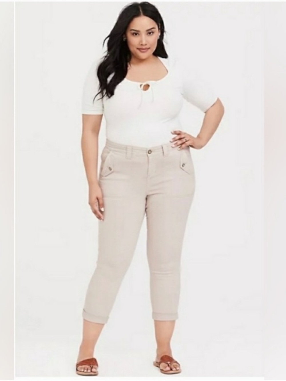 Torrid Light Grey Military Cotton Crop Pants - Utility Style NWT Plus Size 24